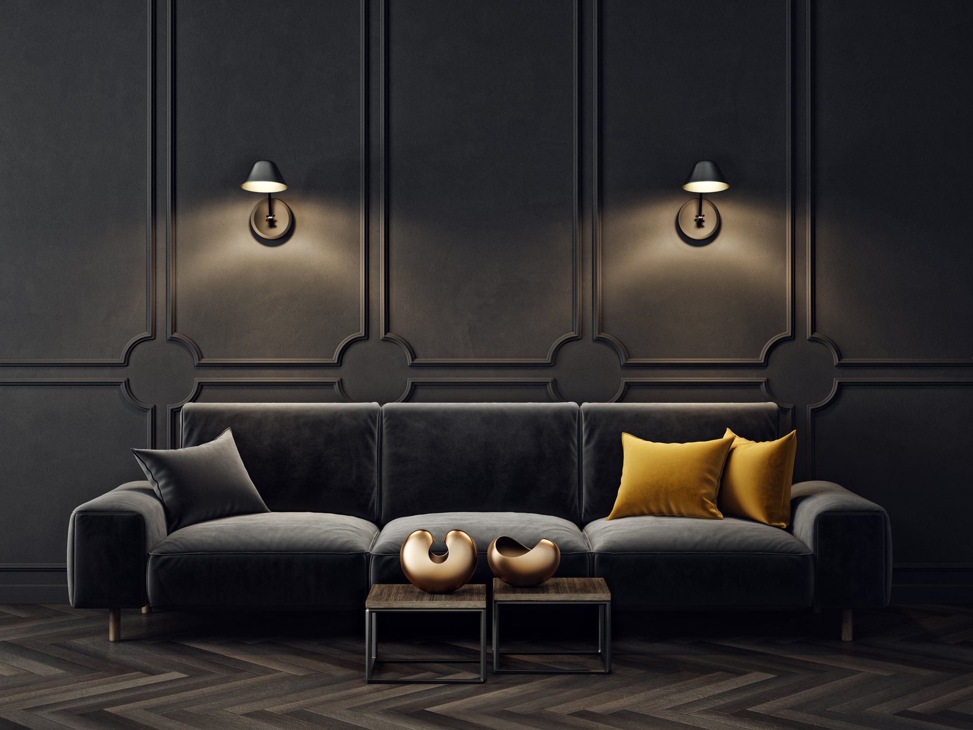 Dark Sofa against a Dark Wall
